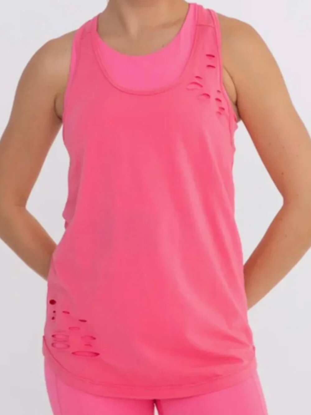 Women's Plus Distressed Racerback Relaxed Tank 1x 3x NWT NEW